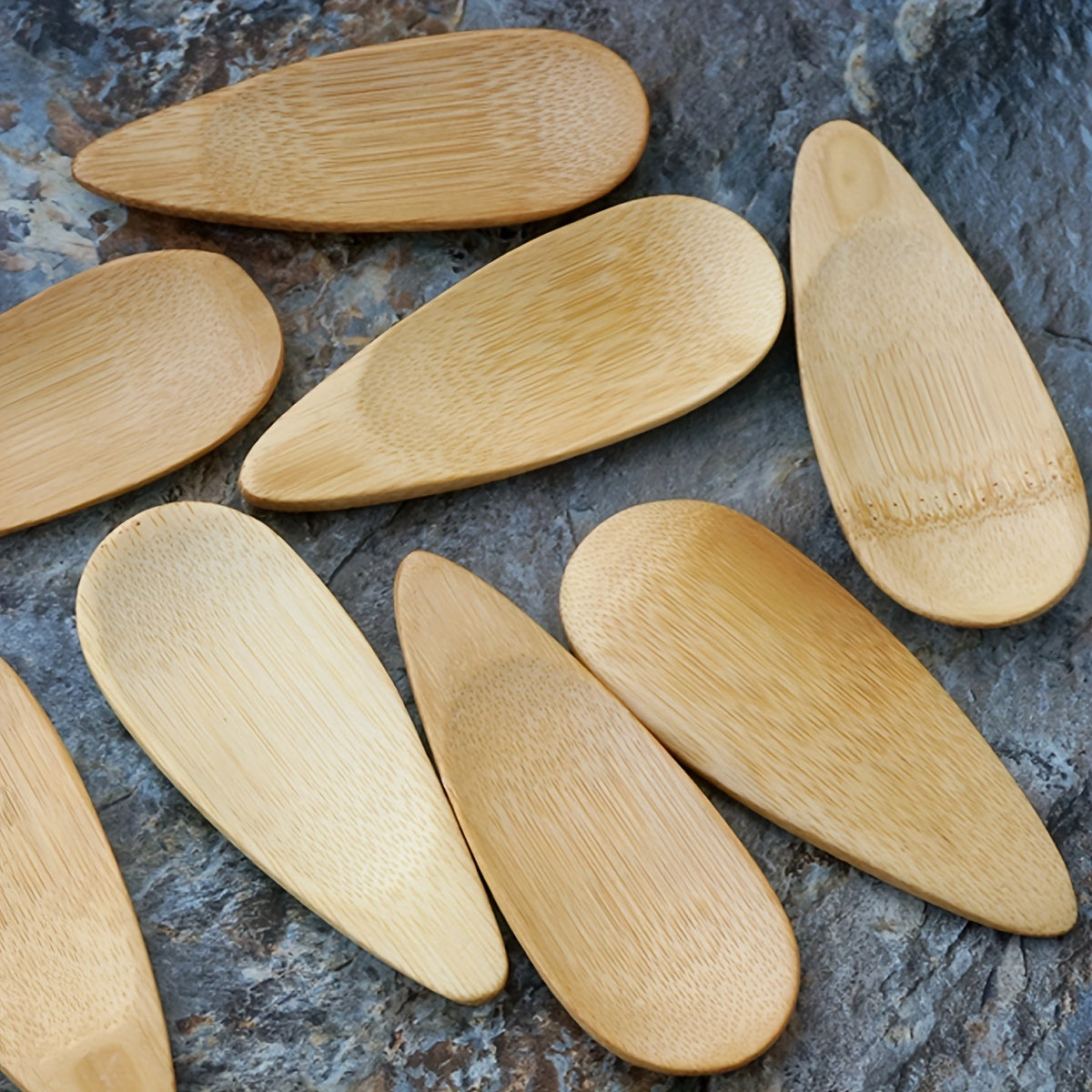 Set of 5 Mini EcoBamboo Spoons Short Handle Tea Scoops for Dessert Ice Cream