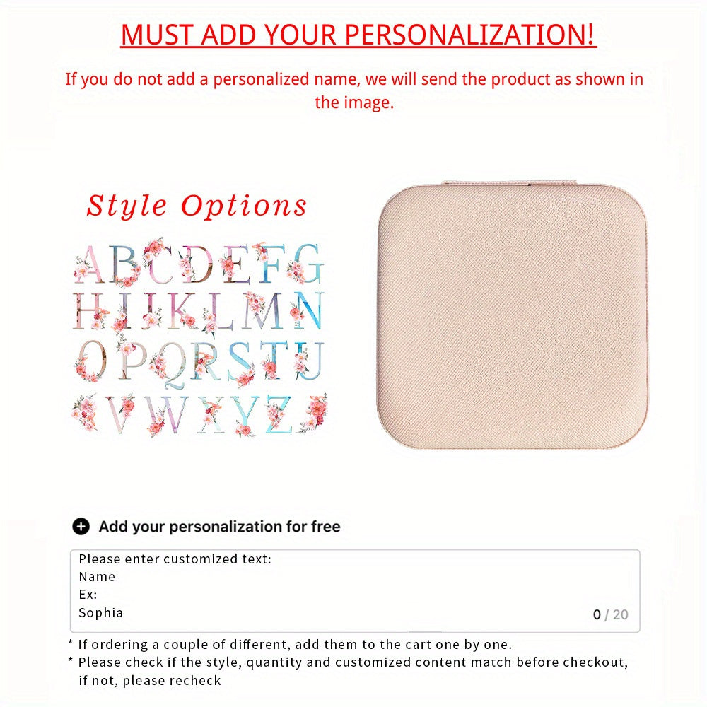 Персонализированная шкатулка для цветов с украшениями для женщин, органайзер из искусственной кожи, подарок