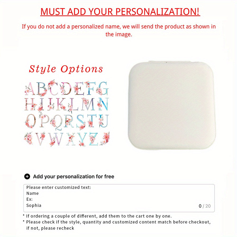 Персонализированная шкатулка для цветов с украшениями для женщин, органайзер из искусственной кожи, подарок