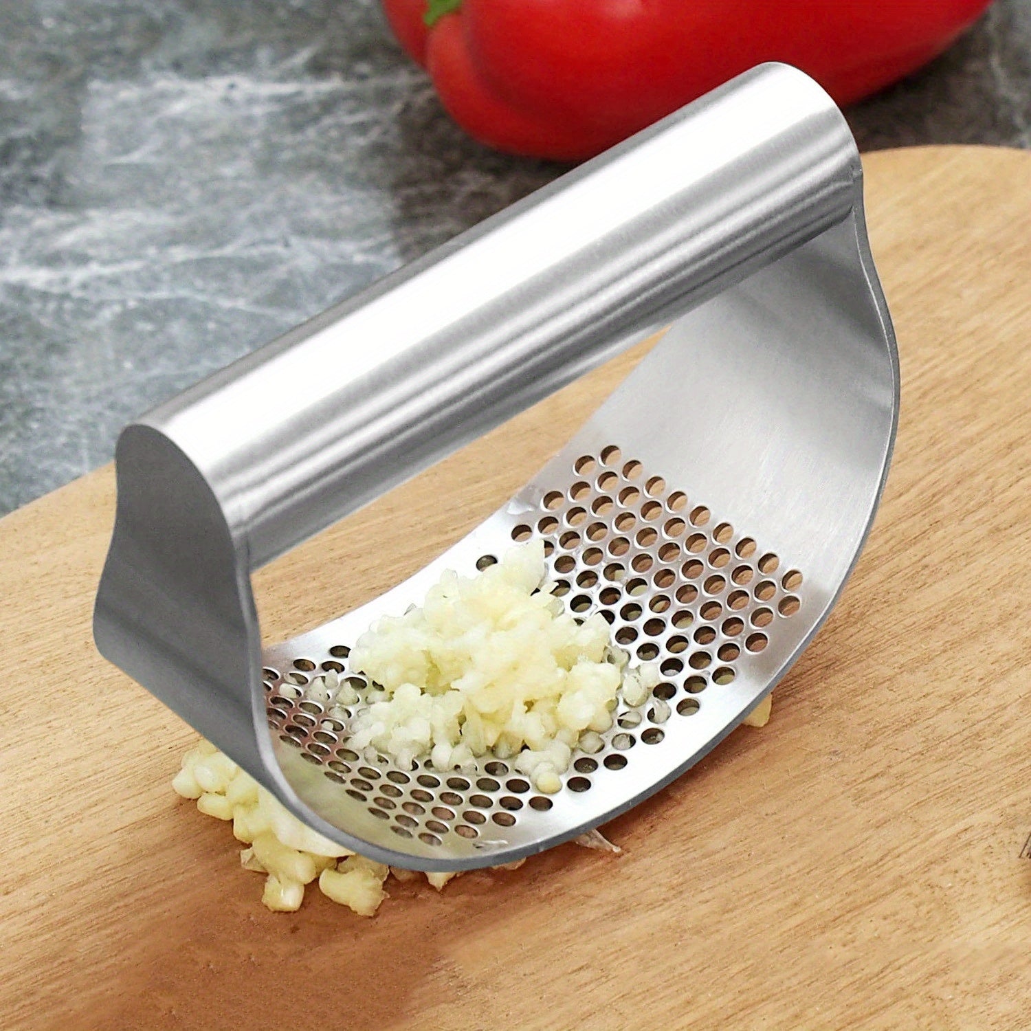 Stainless Steel Garlic Press Rocker Arm Washable Kitchen Garlic Crusher