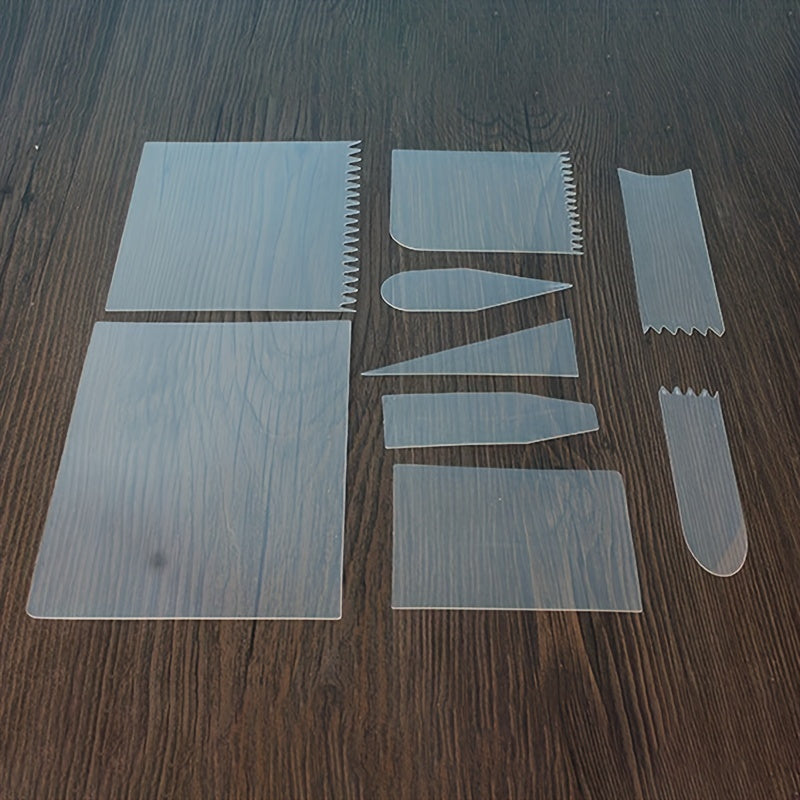 9-Piece Cake Smoother Set with Scraper, Spatula, Cutter, Pastry Mold for Baking and Decorating