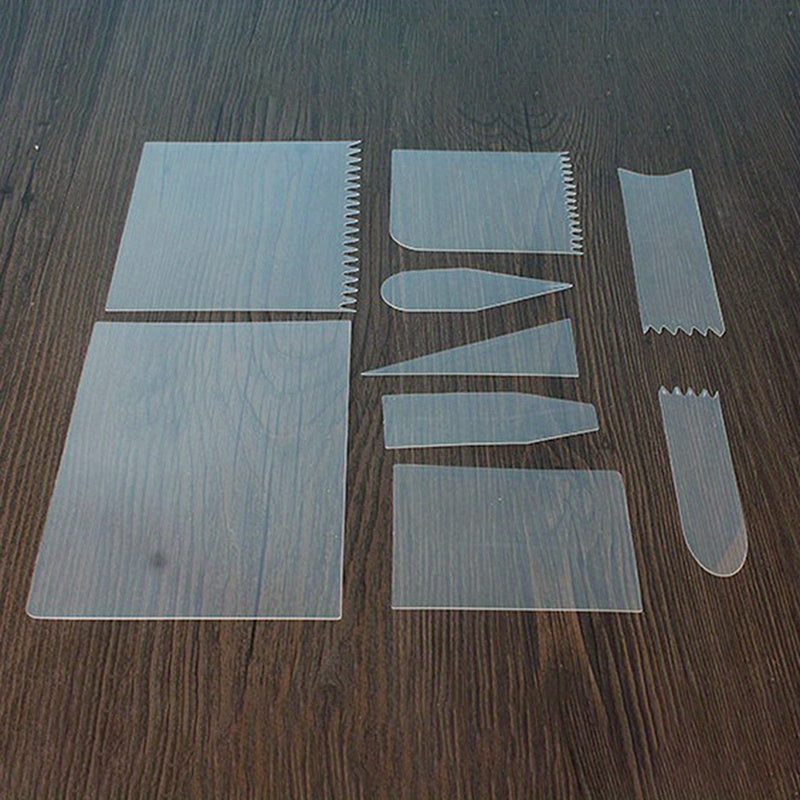 9-Piece Cake Smoother Set with Scraper, Spatula, Cutter, Pastry Mold for Baking and Decorating