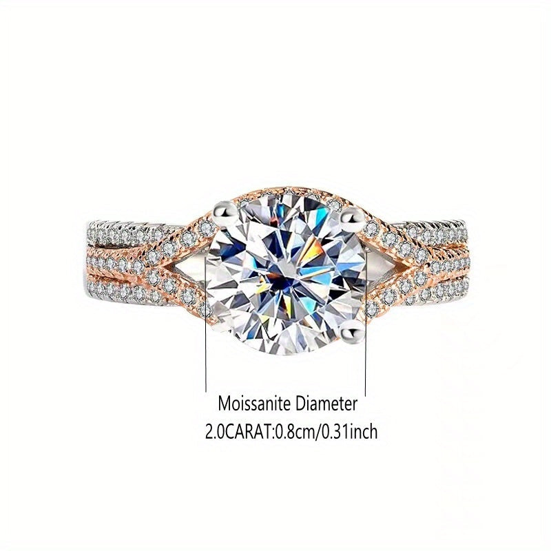 Vintage Moissanite uzuk 2 karat 18K oltin qoplangan kumush ayollar zargarlik buyumlari