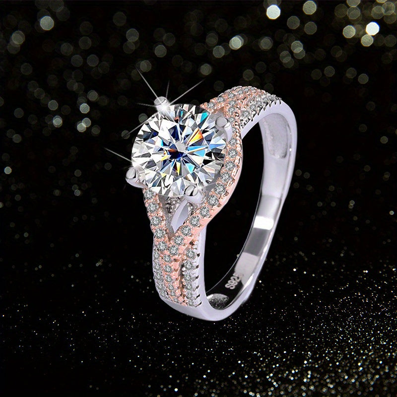 Vintage Moissanite uzuk 2 karat 18K oltin qoplangan kumush ayollar zargarlik buyumlari