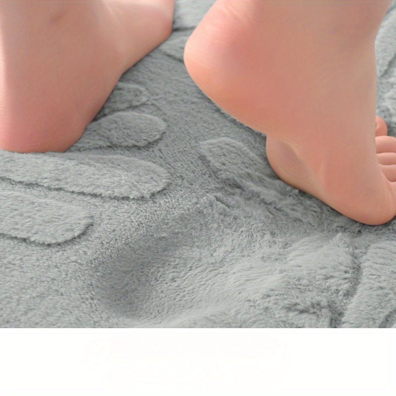 Soft Polyester Rabbit Fur Bath Mat Non-Slip Memory Foam Absorbent Rug