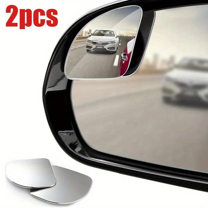 2Pcs Frameless Car Blind Spot Mirrors Wide Angle Adjustable Small Rearview Mirrors