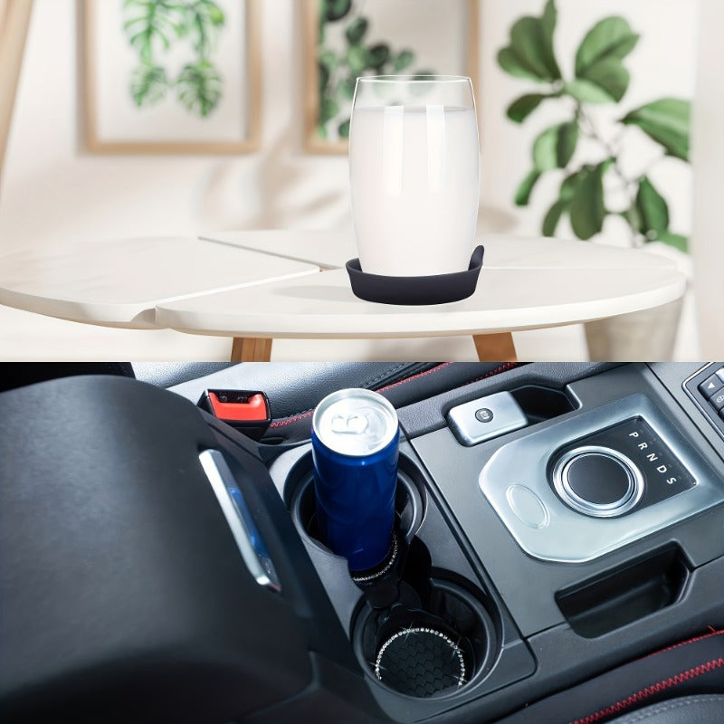 2 Pack Crystal Rhinestone Car Cup Coasters Non-Slip Easy-Clean Drink Holders