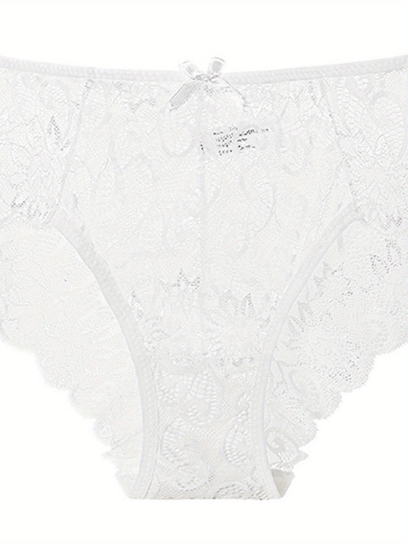 Women's Seamless Floral Lace Briefs and Semi-Sheer Panties Lingerie