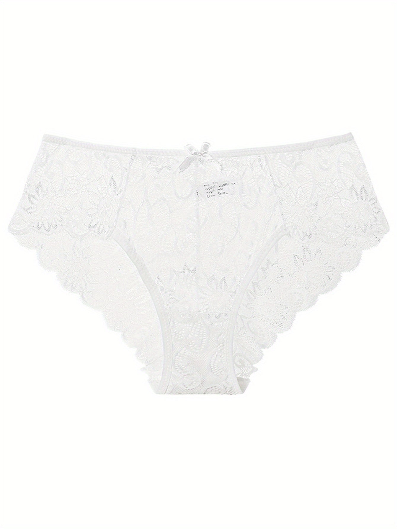 Women's Seamless Floral Lace Briefs and Semi-Sheer Panties Lingerie