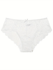 Women's Seamless Floral Lace Briefs and Semi-Sheer Panties Lingerie