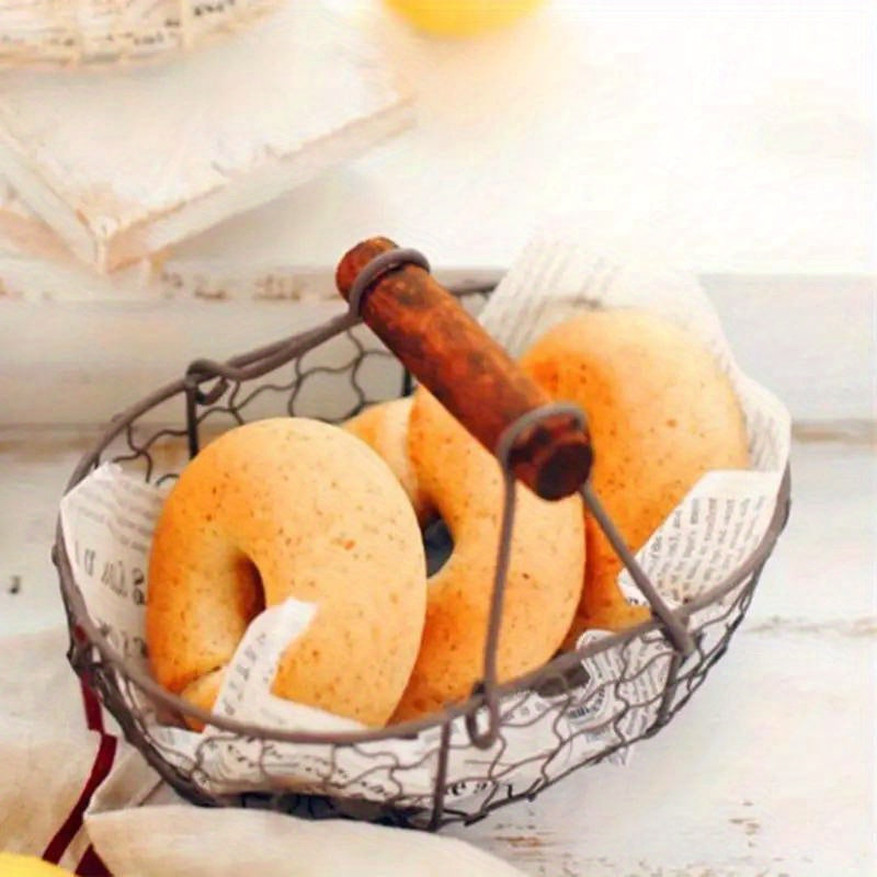 Cesta de huevos de hierro y madera para 24 huevos, decoración de almacenamiento para cocina de estilo rústico