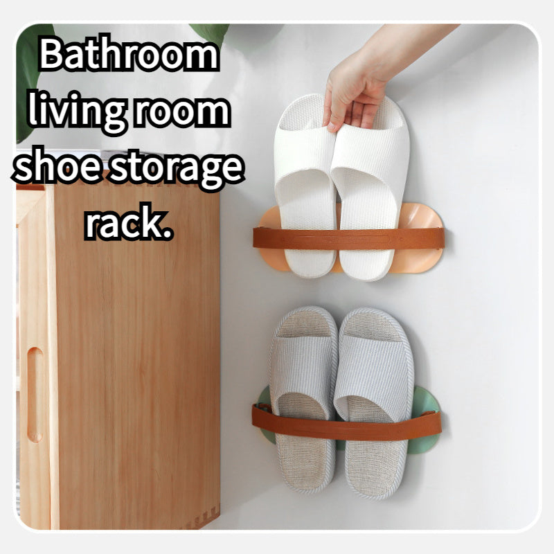Wall-Mounted Slipper Storage Organizer Bathroom Shoe Rack Space-Saving Plastic
