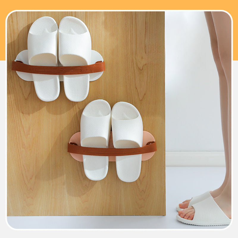 Wall-Mounted Slipper Storage Organizer Bathroom Shoe Rack Space-Saving Plastic