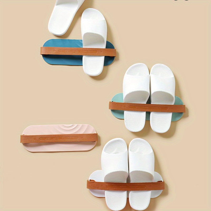 Wall-Mounted Slipper Storage Organizer Bathroom Shoe Rack Space-Saving Plastic