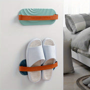 Wall-Mounted Slipper Storage Organizer Bathroom Shoe Rack Space-Saving Plastic