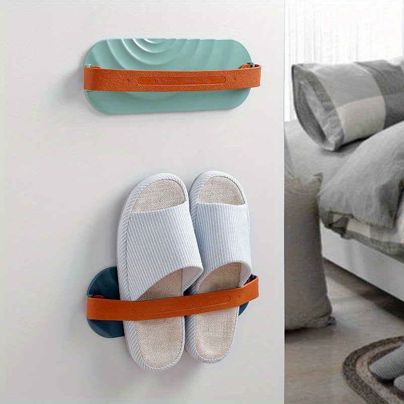 Wall-Mounted Slipper Storage Organizer Bathroom Shoe Rack Space-Saving Plastic