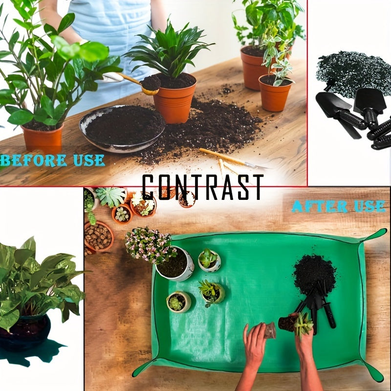 Large Waterproof Planting Mat for Indoor Transplantation Foldable Succulent Gardening Green