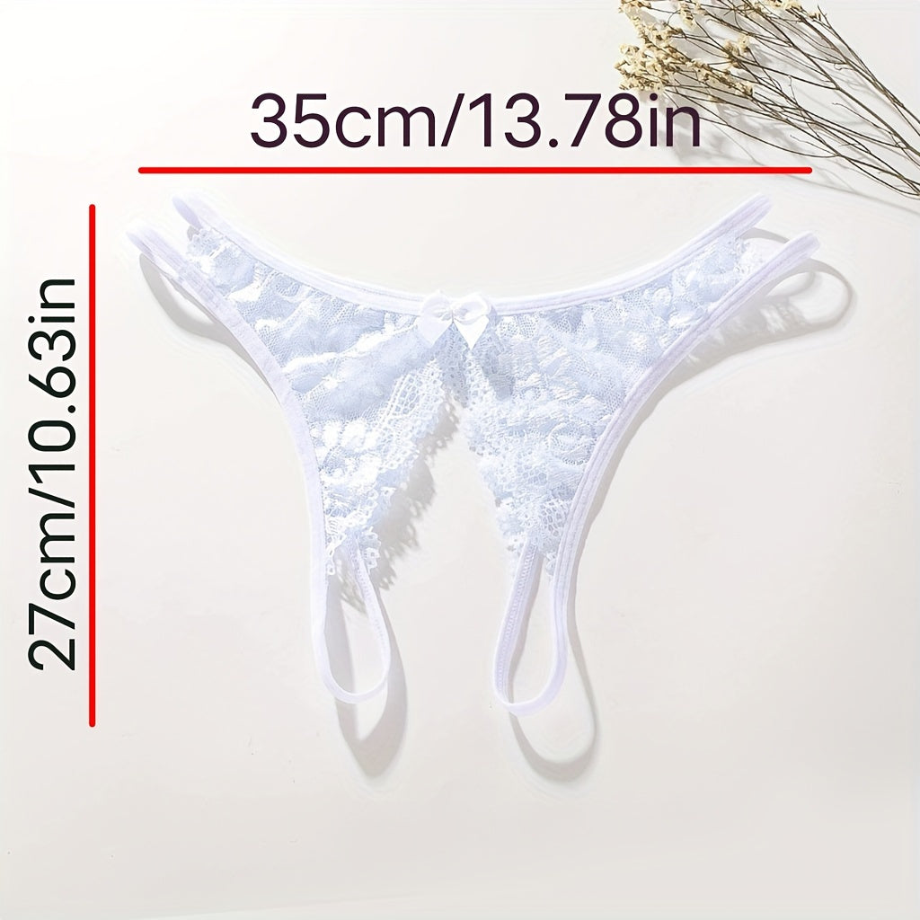Women's Lace Thongs Low Waist Open Crotch Sexy Lingerie Underwear
