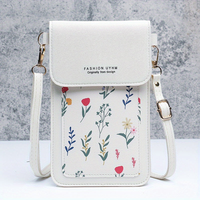 Women's Crossbody Bag with Floral Pattern PU Small Phone Wallet Coin Purse