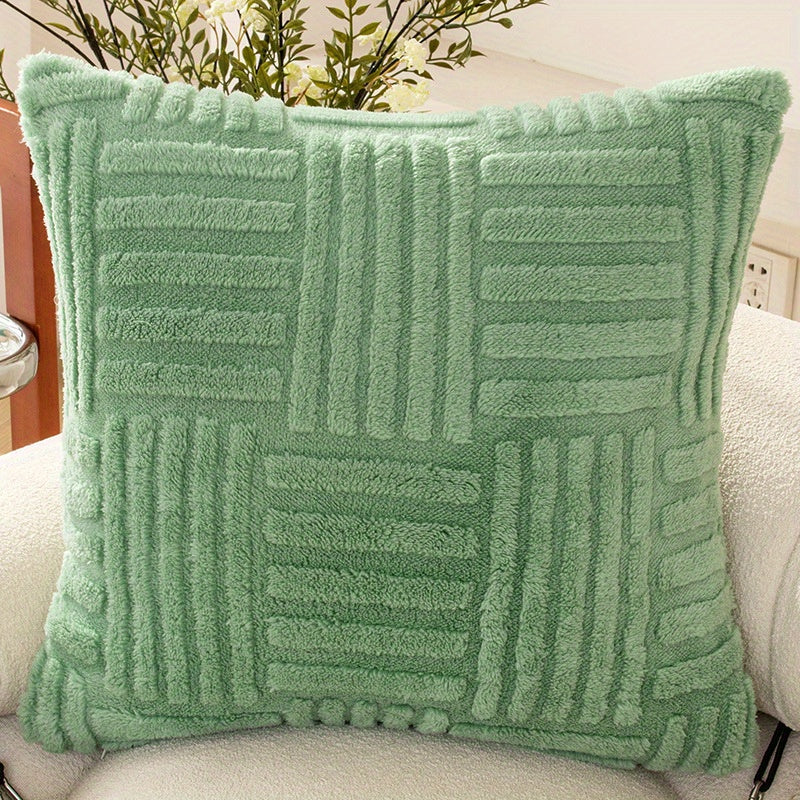 Bohemian Style Knitted Plush Pillow Cover Double-Sided Sherpa Fleece for Sofa Bed Office