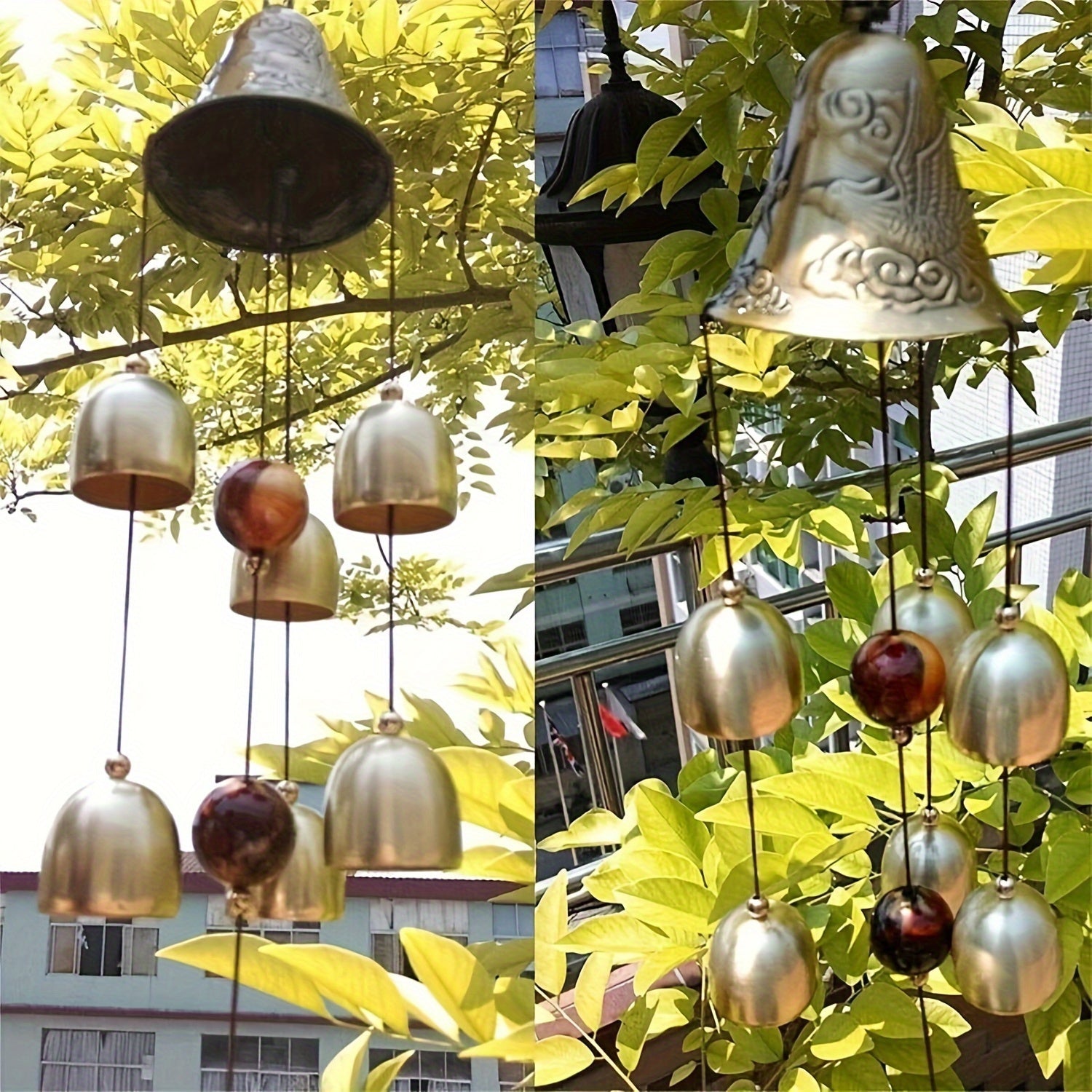 Copper Alloy Wind Chimes with 6 Bells for Garden and Home Decor