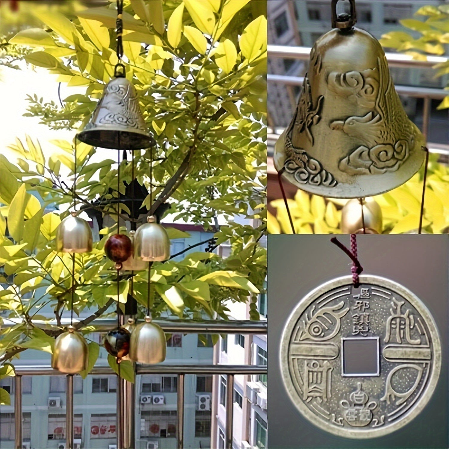 Copper Alloy Wind Chimes with 6 Bells for Garden and Home Decor