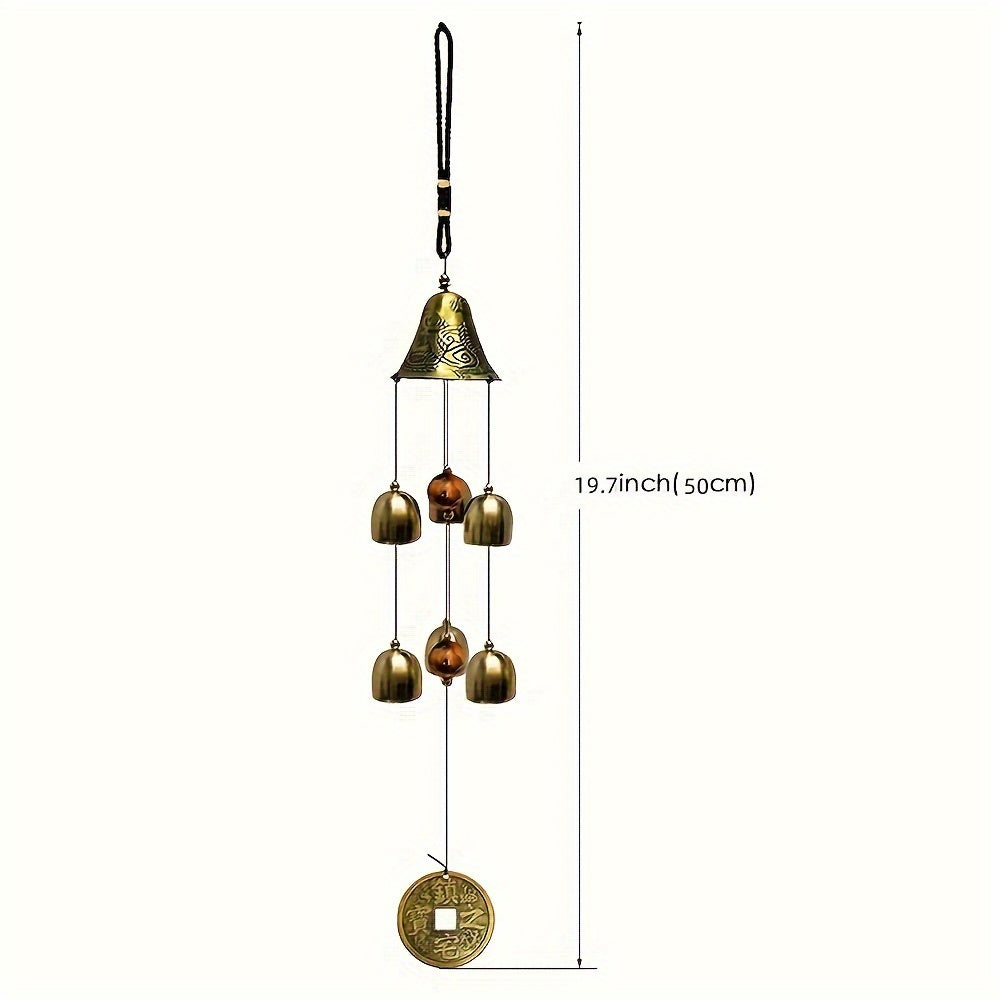 Copper Alloy Wind Chimes with 6 Bells for Garden and Home Decor