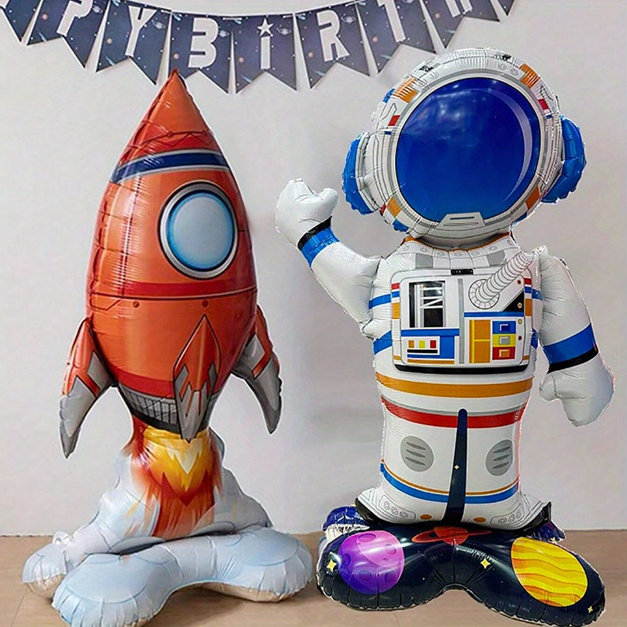 3-Piece Cartoon Rocket Astronaut Balloons for Party Decorations for Birthdays Weddings and More