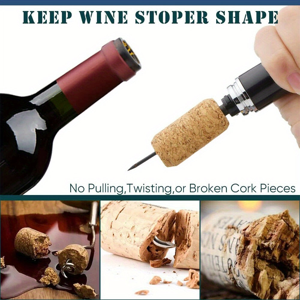 Electric Wine Opener with Foil Cutter Portable Battery Operated Black Red
