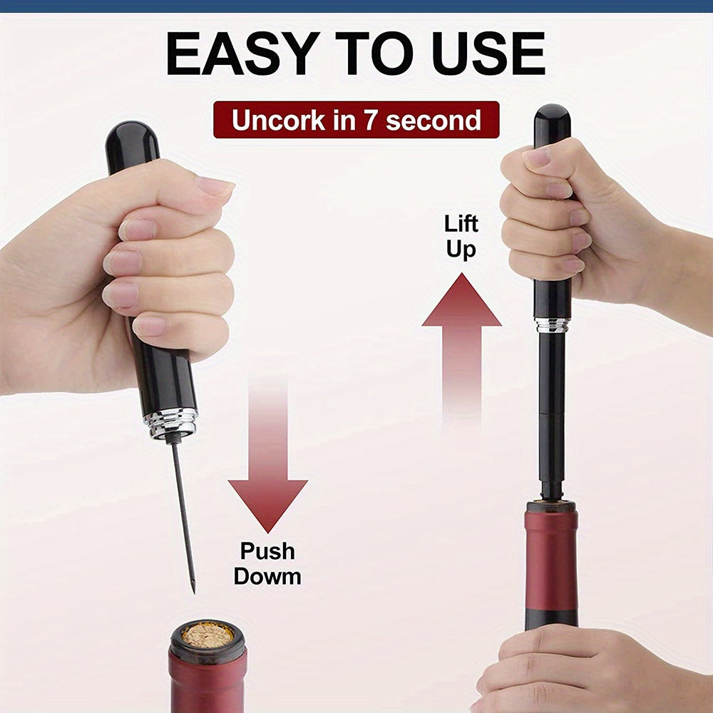 Electric Wine Opener with Foil Cutter Portable Battery Operated Black Red