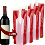 Reusable Wine Bottle Bags Set of 2 or 4 Collapsible Leak-Proof Flask Holders for Travel Camping