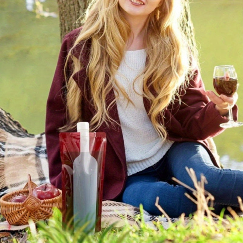 Reusable Wine Bottle Bags Set of 2 or 4 Collapsible Leak-Proof Flask Holders for Travel Camping