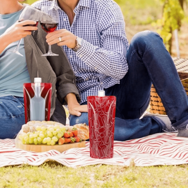 Reusable Wine Bottle Bags Set of 2 or 4 Collapsible Leak-Proof Flask Holders for Travel Camping