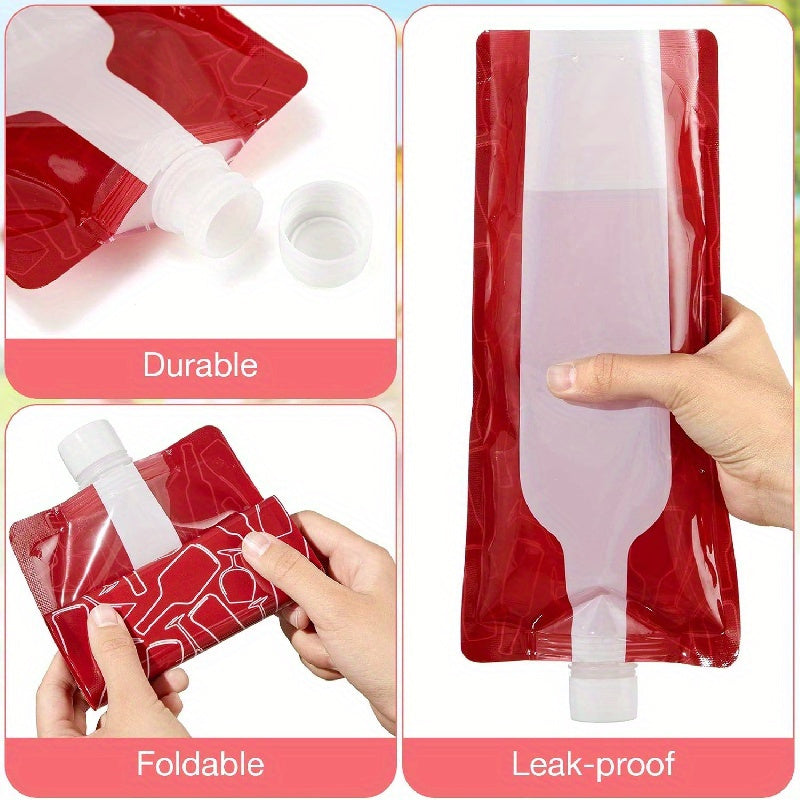 Reusable Wine Bottle Bags Set of 2 or 4 Collapsible Leak-Proof Flask Holders for Travel Camping