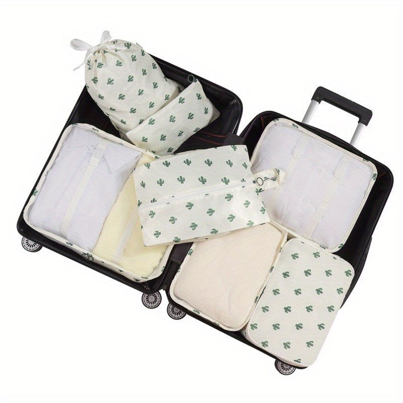 7-Piece Polyester Travel Organizer Bags Set for Luggage Sorting and Clothes Storage