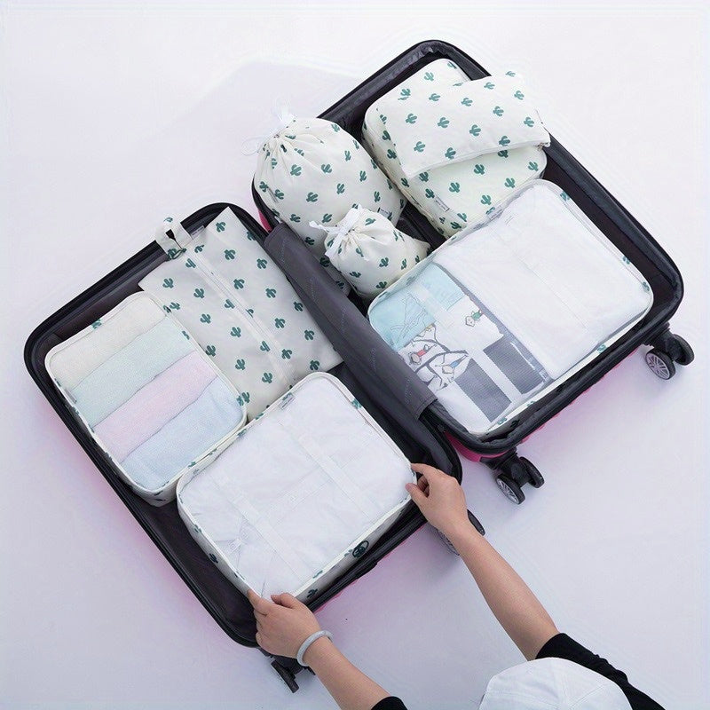 7-Piece Polyester Travel Organizer Bags Set for Luggage Sorting and Clothes Storage