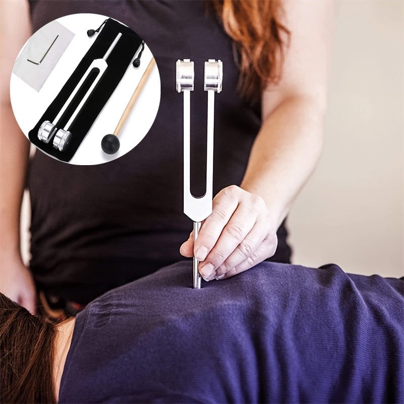 128Hz Tuning Fork with Mallet and Cloth Bag for Yoga Healing Meditation Ear Massage