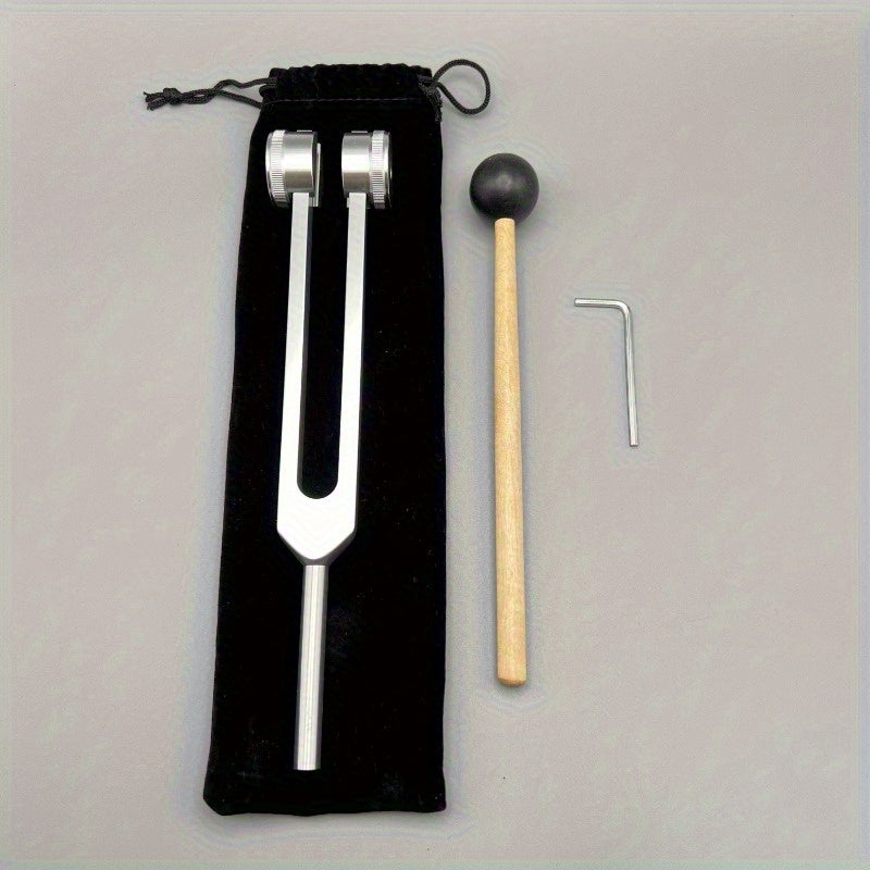 128Hz Tuning Fork with Mallet and Cloth Bag for Yoga Healing Meditation Ear Massage