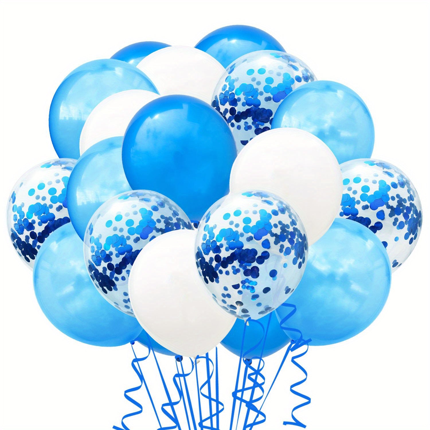 41pcs Blue White Confetti Latex Balloons for Party Decorations