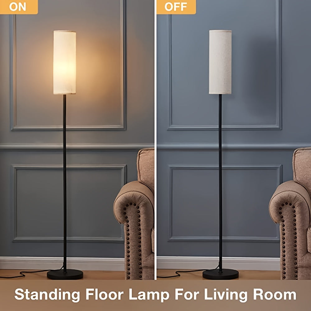 Adjustable White Linen Metal Floor Lamp for Living Room Bedroom Office Hotel with 9W LED and 3 Color Temperatures