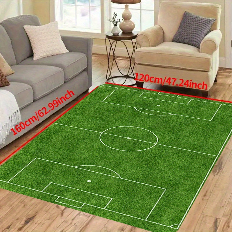Thickened Soccer Field Area Rug Large Play Mat Non-Slip Floor Carpet for Living Room Bedroom