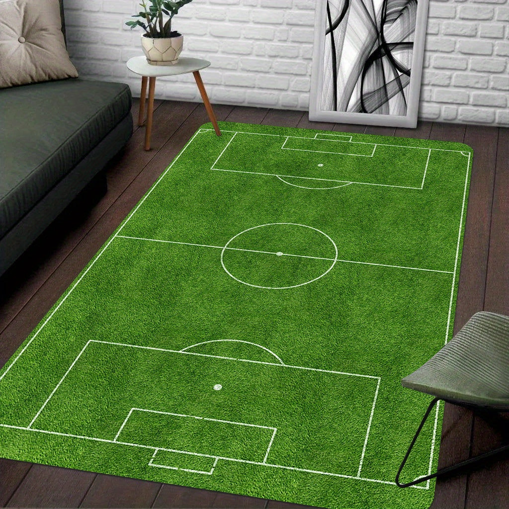 Thickened Soccer Field Area Rug Large Play Mat Non-Slip Floor Carpet for Living Room Bedroom
