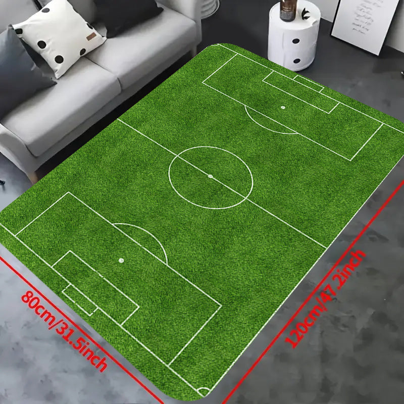 Thickened Soccer Field Area Rug Large Play Mat Non-Slip Floor Carpet for Living Room Bedroom