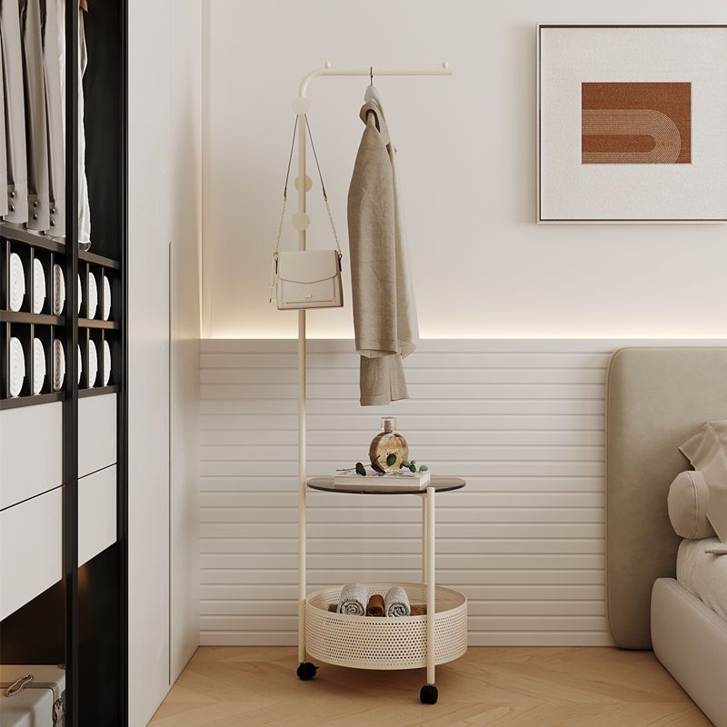 Freestanding Clothing Rack with Shelves and Glass Iron Art Mobile Garment Stand