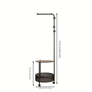 Freestanding Clothing Rack with Shelves and Glass Iron Art Mobile Garment Stand
