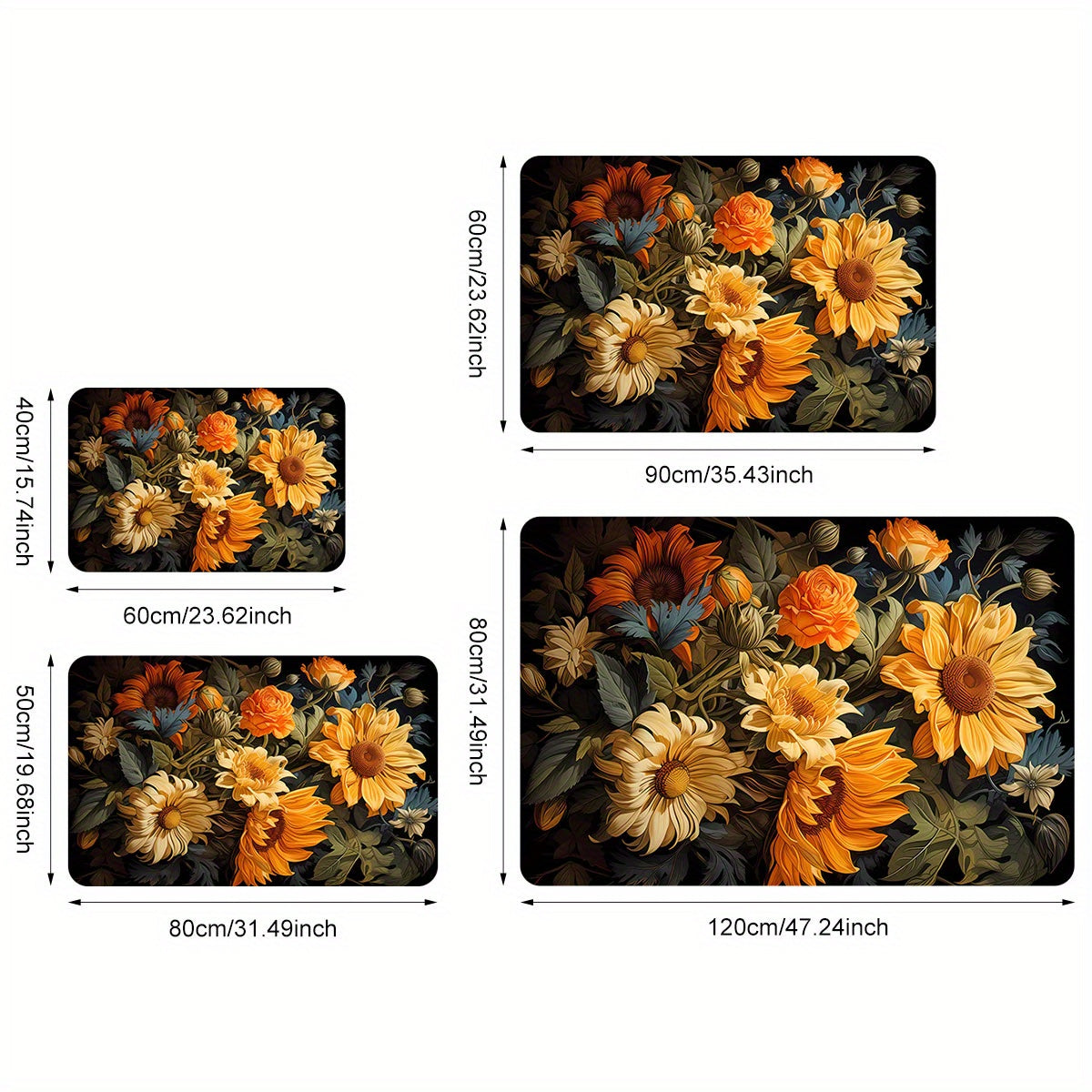 Floral Door Mat Plush Flannel Non-Slip Backing Easy to Clean Entryway Decor