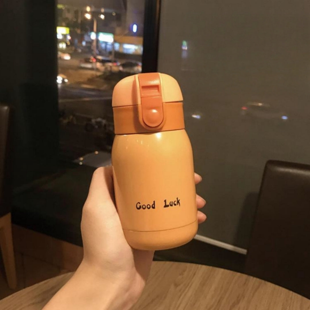 Botella de agua de acero inoxidable aislante con correa de transporte, taza de viaje a prueba de fugas