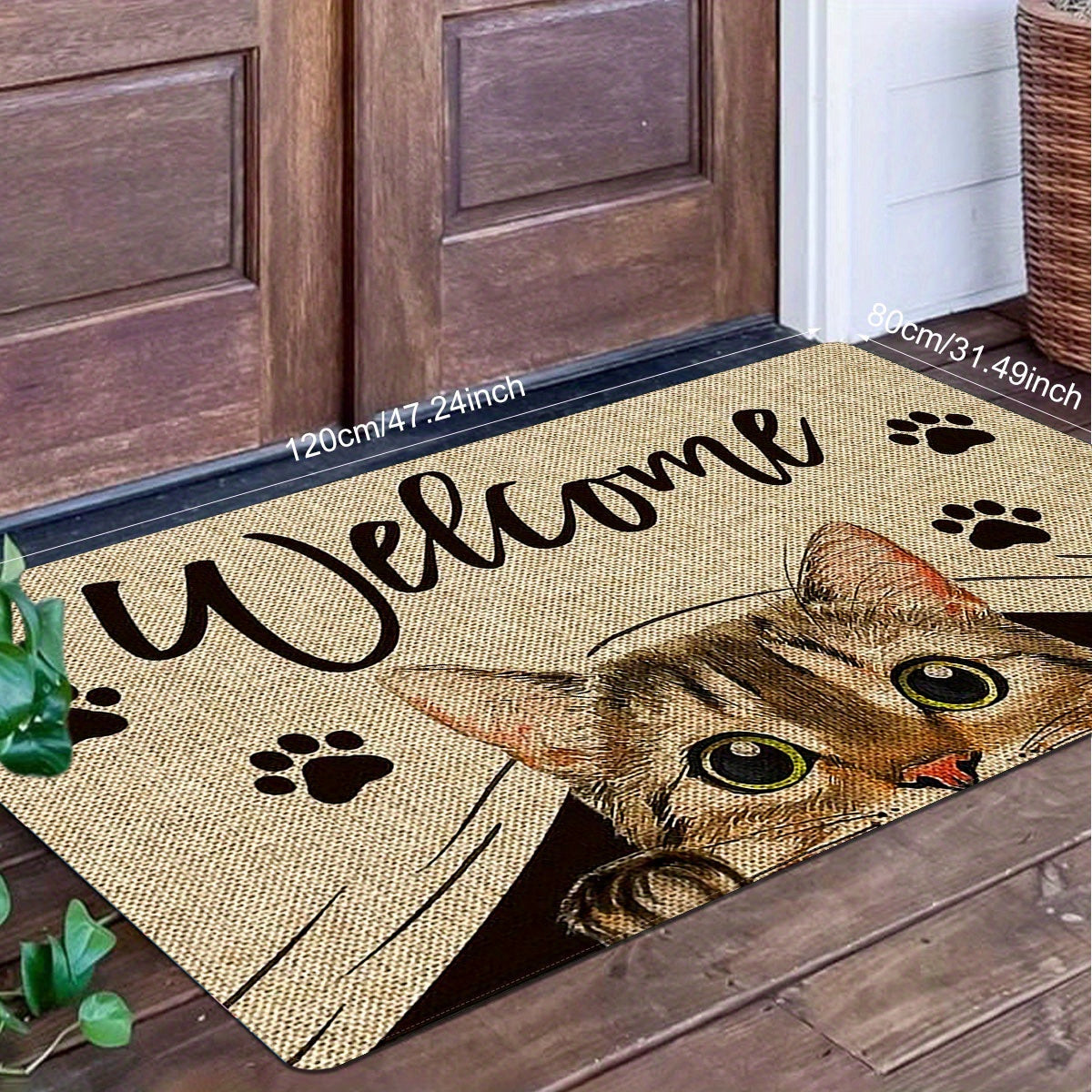 Polyester Cat Entrance Floor Mat Non-Slip Stain-Resistant Indoor Outdoor