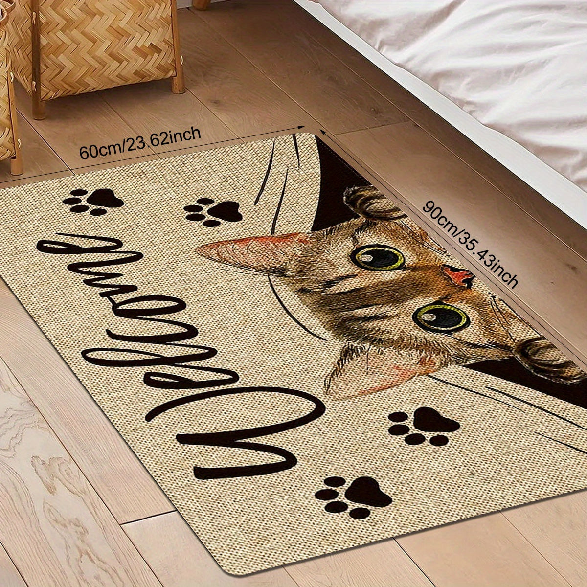 Polyester Cat Entrance Floor Mat Non-Slip Stain-Resistant Indoor Outdoor