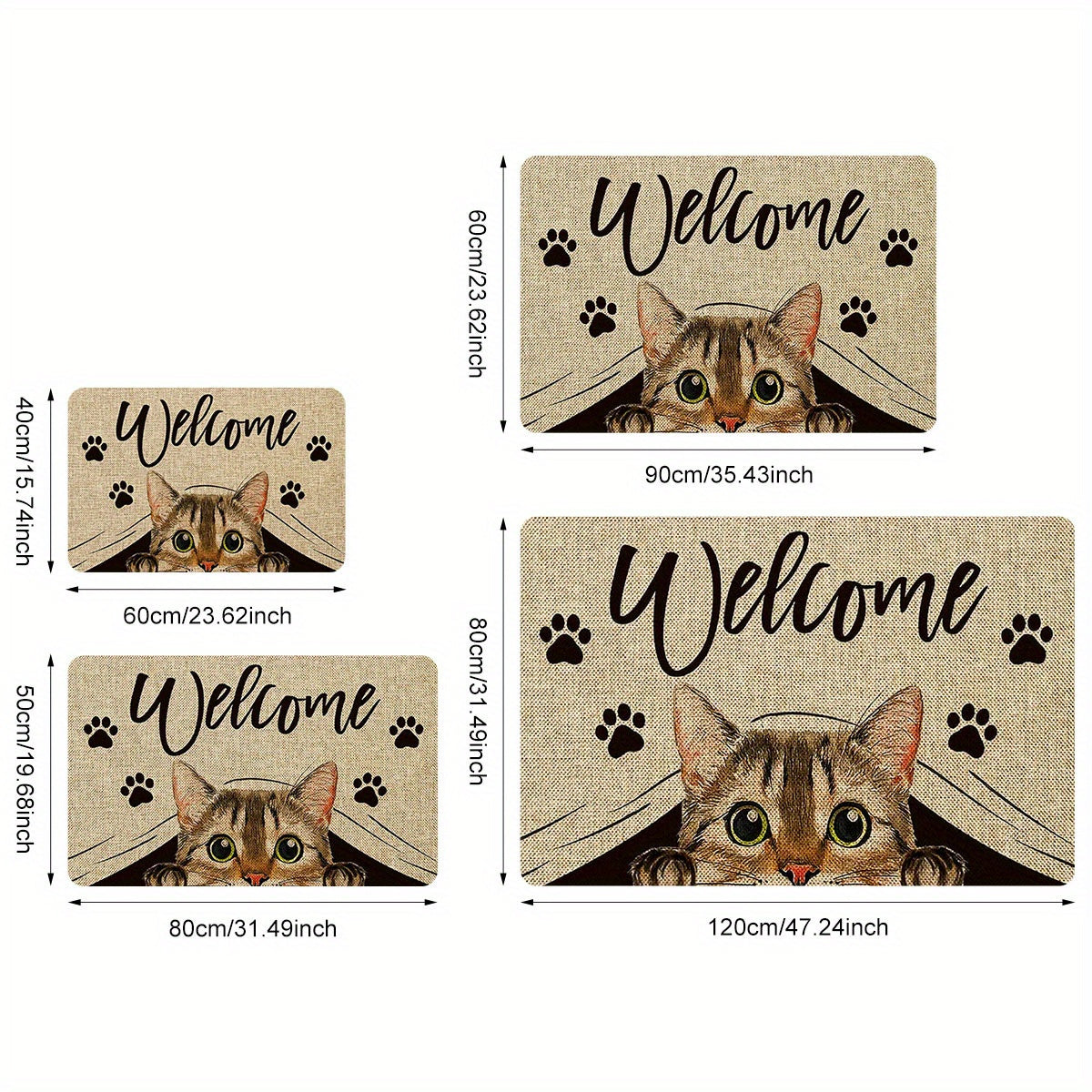 Polyester Cat Entrance Floor Mat Non-Slip Stain-Resistant Indoor Outdoor
